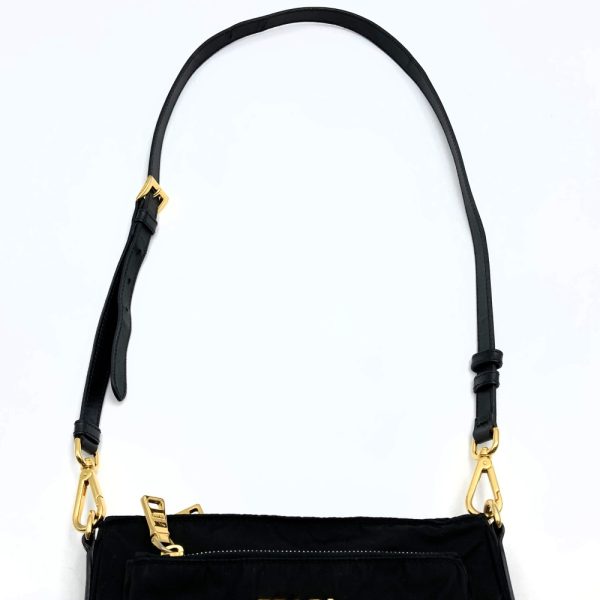 itq5hliz1axs 6 Prada Shoulder Bag Hardware Nylon Leather Black Gold