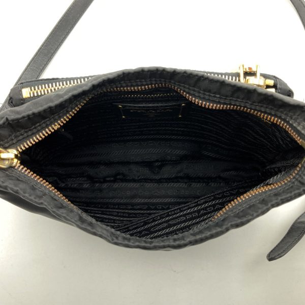 itq5hliz1axs 7 Prada Shoulder Bag Hardware Nylon Leather Black Gold