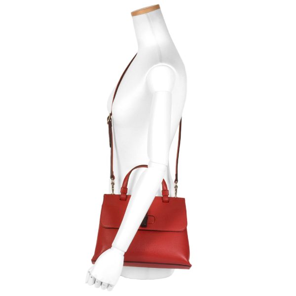 itqdk9y9yw7m 07 Gucci Bamboo Daily 2Way Shoulder Top Handle Bag Red Leather Silver Hardware