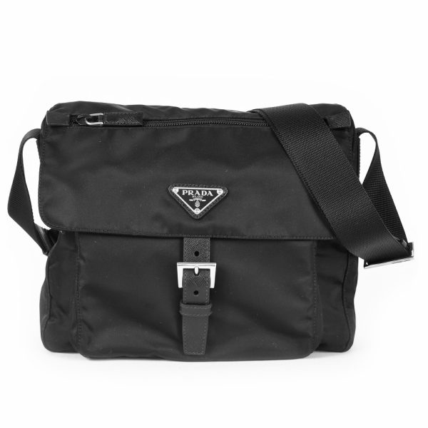 itx844e6usb1 01 Prada Shoulder Bag Nylon Black