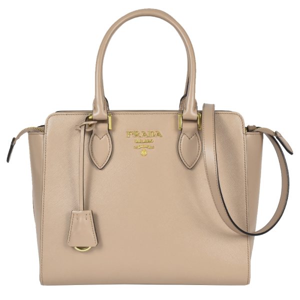 itzrtu07myu8 01 Prada Handbag 2way Saffiano Leather Shoulder Beige