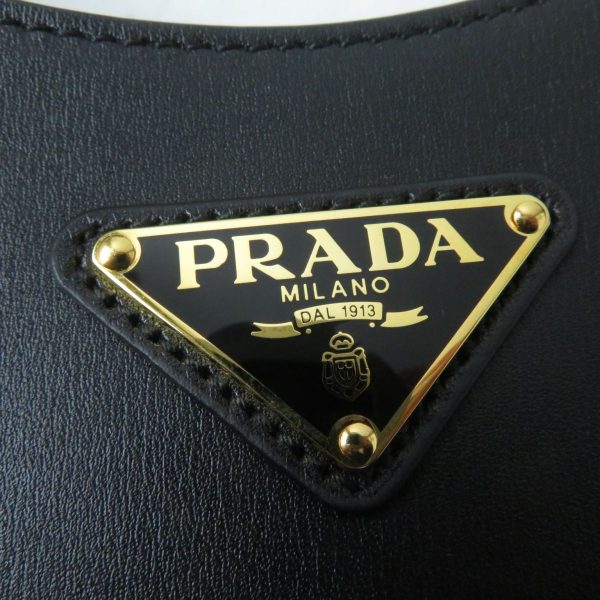 j05 st31214 9 Prada Triangle Logo Leather Shoulder Bag Hardware Black Gold