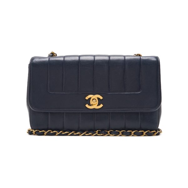 jp9q94d5pwep7 1 Chanel Mademoiselle Turnlock Single Flap Chain Shoulder Bag Navy