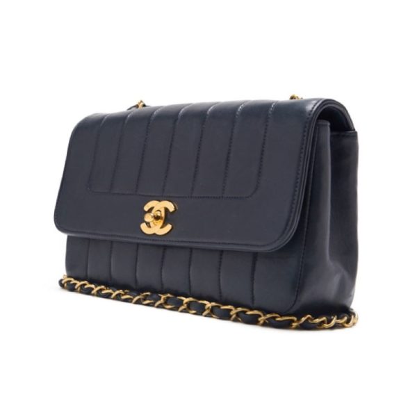 jp9q94d5pwep7 2 Chanel Mademoiselle Turnlock Single Flap Chain Shoulder Bag Navy