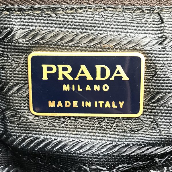 k1497 9 Prada Triangle Logo Hand Bag Nylon Navy