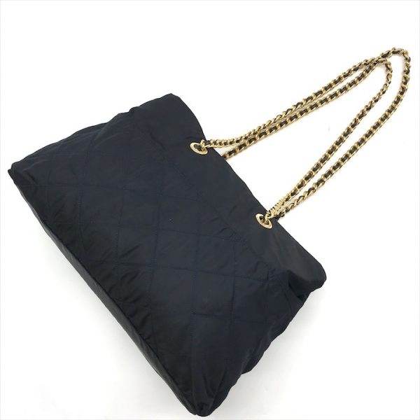 k2275 2 Prada Chain Tote Bag Nylon Black