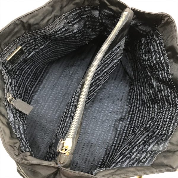 k2275 7 Prada Chain Tote Bag Nylon Black