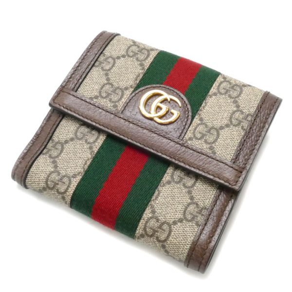 k23 172 1 1 Gucci Ophidia GG French Flap Bifold Wallet Brown