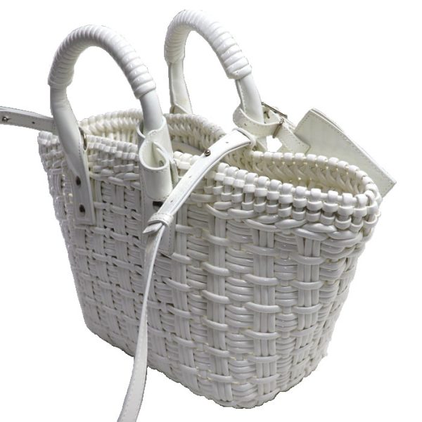 k23 2531 1 2533 Balenciaga Bistro XS Basket 2Way Shoulder Bag White