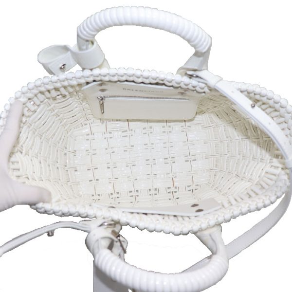 k23 2531 1 2534 Balenciaga Bistro XS Basket 2Way Shoulder Bag White