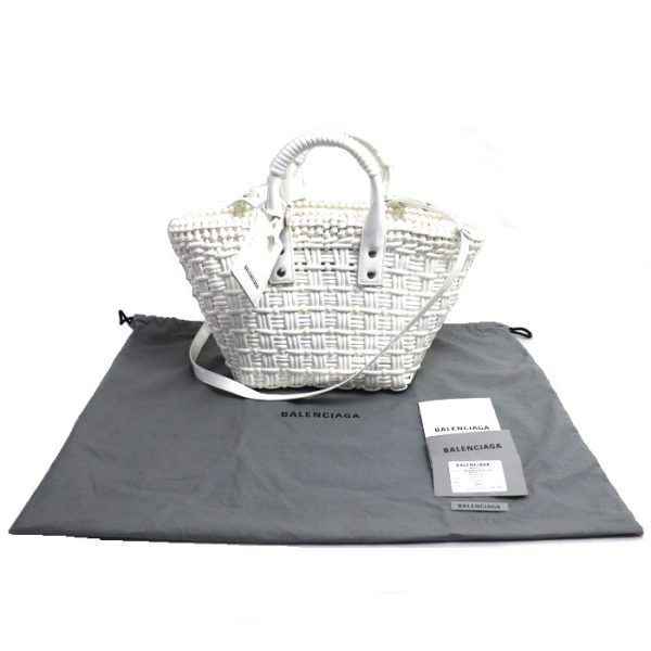 k23 2531 1 2540 Balenciaga Bistro XS Basket 2Way Shoulder Bag White