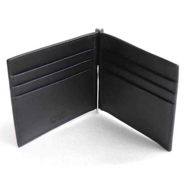 k23 3444 1 3447 Prada Saffiano Metal Bifold Wallet Money Clip Folding Wallet Black