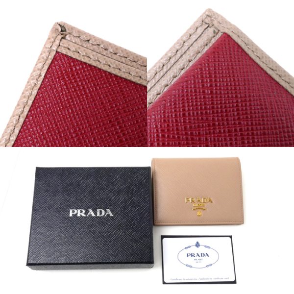 k23 510 1 7 Prada Saffiano Multicolor Bifold Wallet Beige Red White