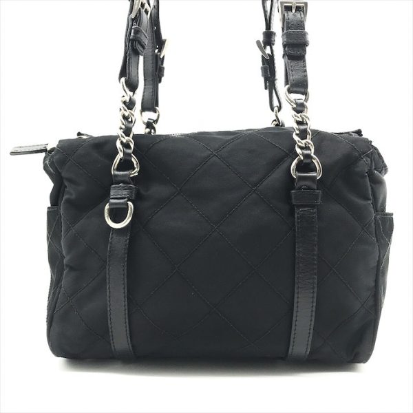 k2619 1 Prada Chain Tote Shoulder Bag Black