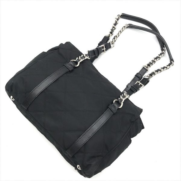 k2619 2 Prada Chain Tote Shoulder Bag Black