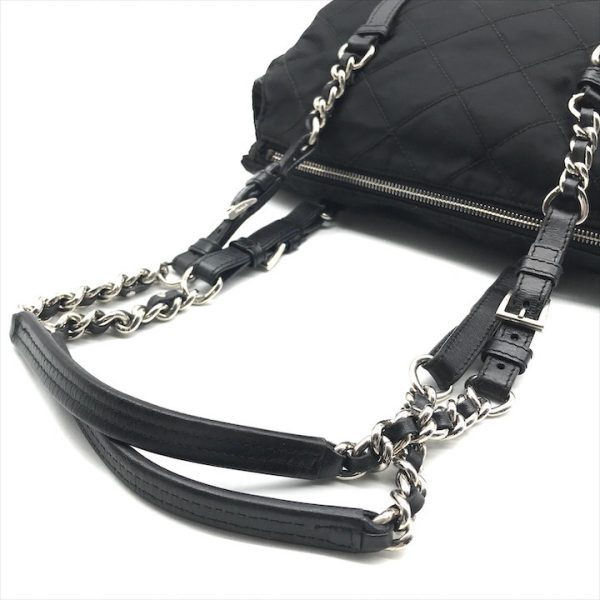 k2619 6 Prada Chain Tote Shoulder Bag Black