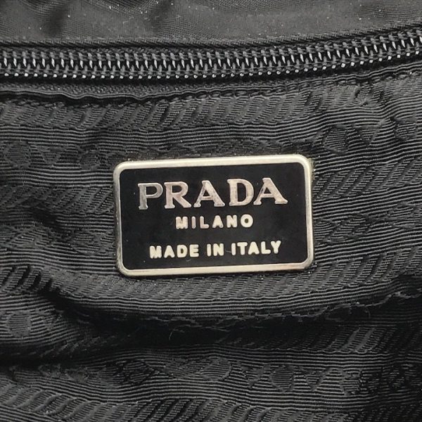 k2756 9 Prada Triangle Logo Tesuto Chain Backpack Black