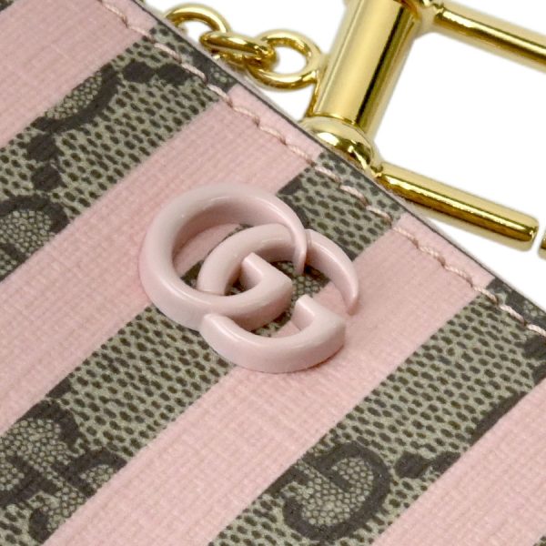 k340703 08 10 Gucci Double G Zip Card Case Beige Ebony Pink