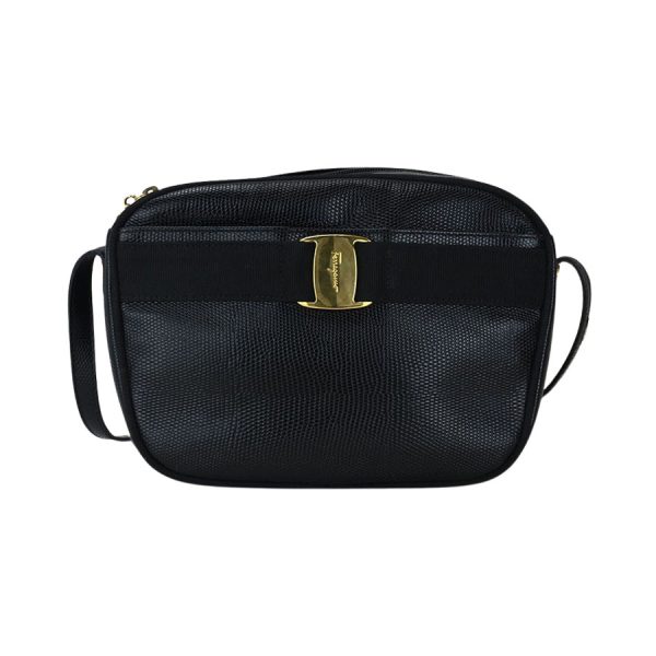 k360306 08 01 Salvatore Ferragamo Vara Lizard Crossbody Black