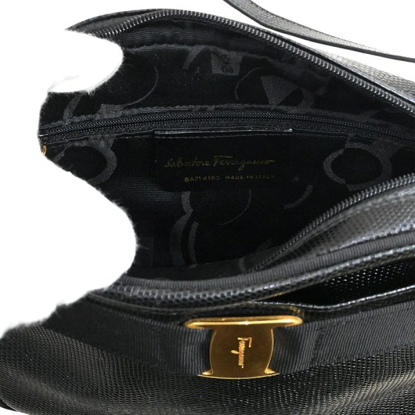 k360306 08 08 Salvatore Ferragamo Vara Lizard Crossbody Black