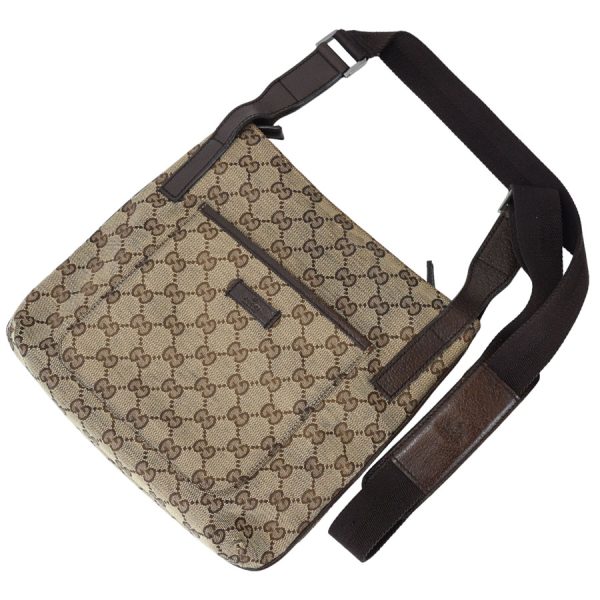 k360408 03 16 Gucci GG Canvas Crossbody Bag Beige Dark Brown