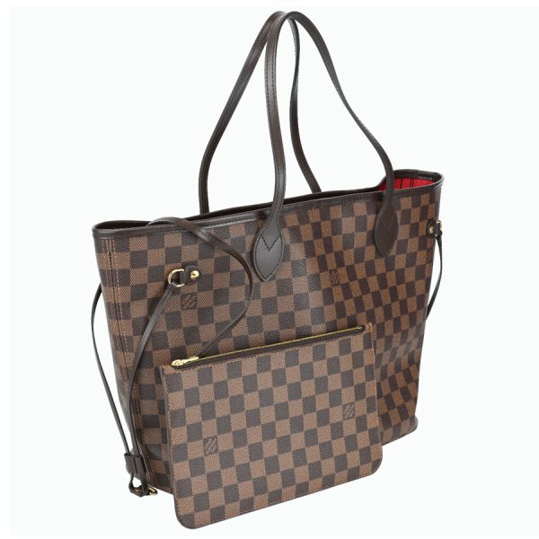 k360519 08 04 Louis Vuitton Neverfull MM Tote Bag Brown Red