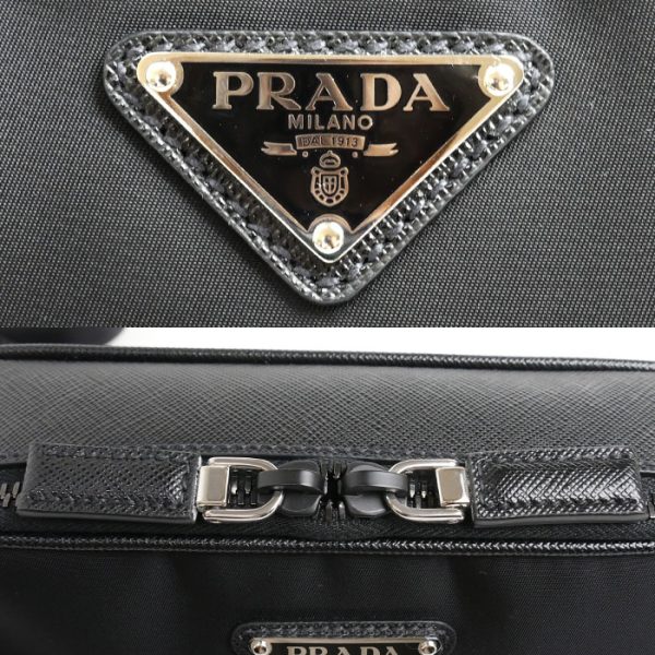 kh24 0522 46 7 Prada Brick Re Nylon x Saffiano Leather Shoulder Bag Black