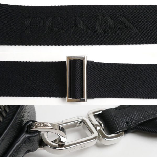 kh24 0522 46 8 Prada Brick Re Nylon x Saffiano Leather Shoulder Bag Black