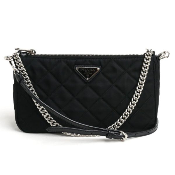 kh24 0522 47 1 Prada Quilted Handbag Chain 2Way Shoulder Bag Black