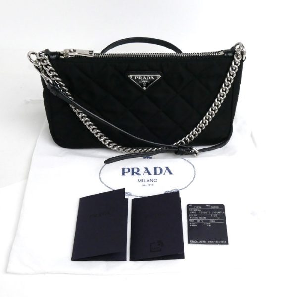 kh24 0522 47 8 Prada Quilted Handbag Chain 2Way Shoulder Bag Black