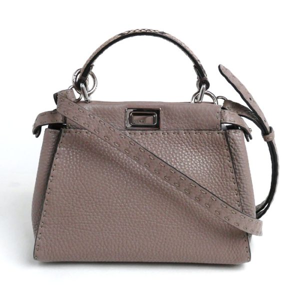 kh24 0522 49 1 Fendi Peekaboo Small 2Way Shoulder Bag Gray