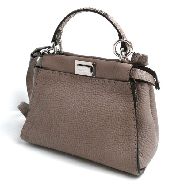 kh24 0522 49 2 Fendi Peekaboo Small 2Way Shoulder Bag Gray