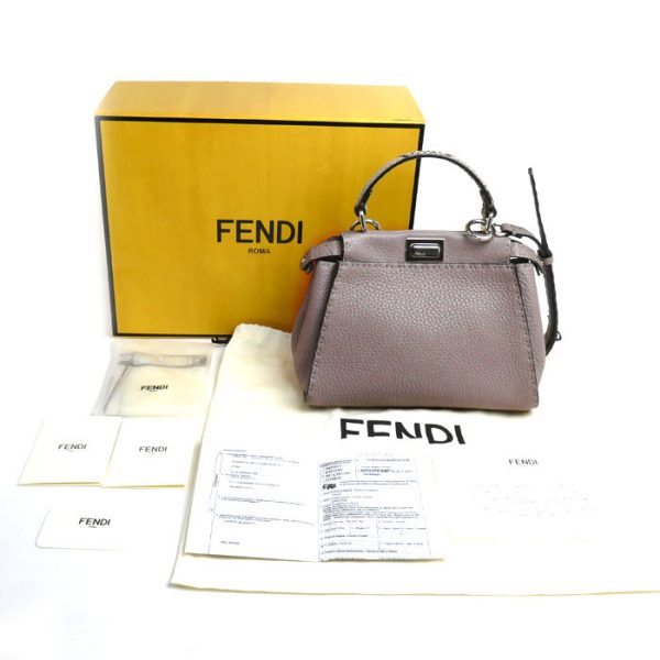 kh24 0522 49 6 Fendi Peekaboo Small 2Way Shoulder Bag Gray