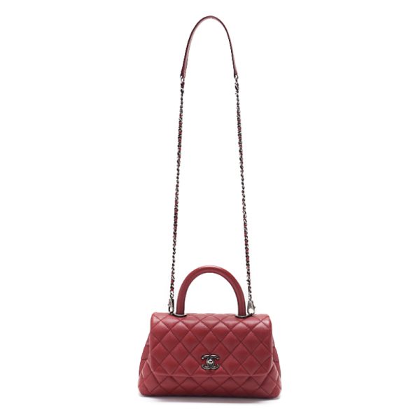 kpmp0jzara4ed 5 Chanel Matelasse Coco Handle 2Way Caviar Skin Red Silver