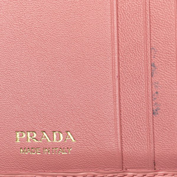 l86jbhn3t4c25gti 8 Prada Logo Bifold Wallet Leather Pink