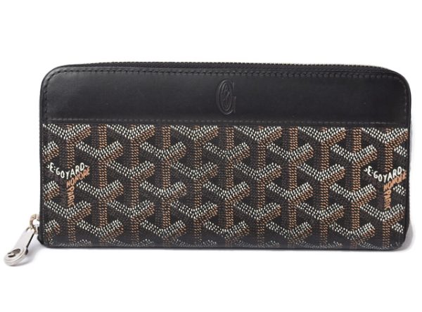 m 210810 61 gy 1 Goyard round zipper type herringbone long wallet black