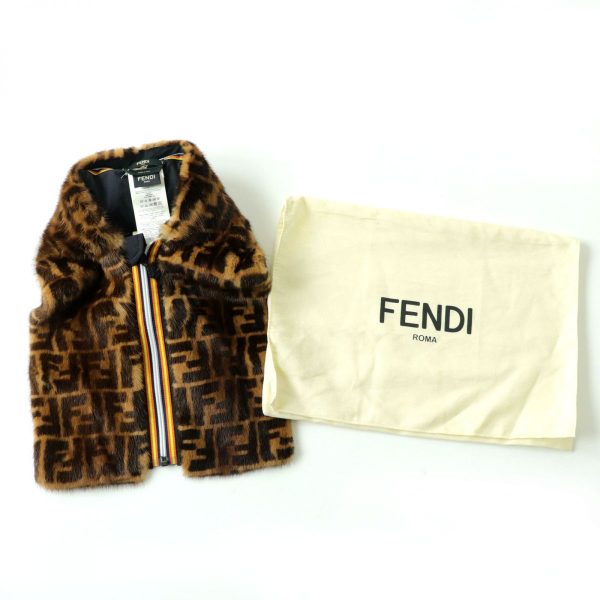 m01 st30112 2 Fendi Zucca Hooded Mink Scarf Attached Collar Brown