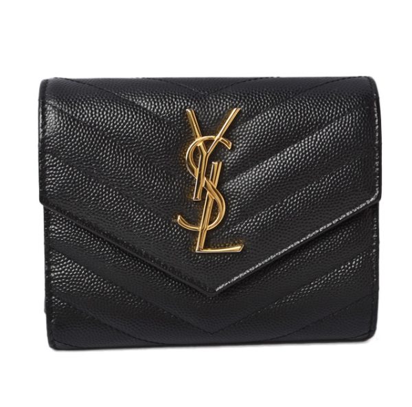 m2208 4 ysl 1 Saint Laurent Paris Trifold Wallet Monogram Beige