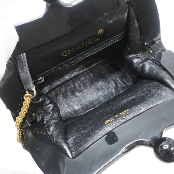 m2401 06 800034mr 04 Chanel Pouch Chain Shoulder Bag Suede Plastic Black