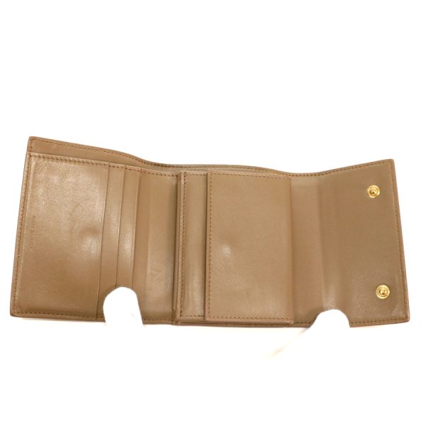 maj02054 3 Celine Small Trifold Wallet Leather Compact Beige