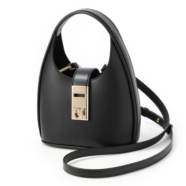 mb 21397801 Ferragamo Hobo Mini Handbag Black