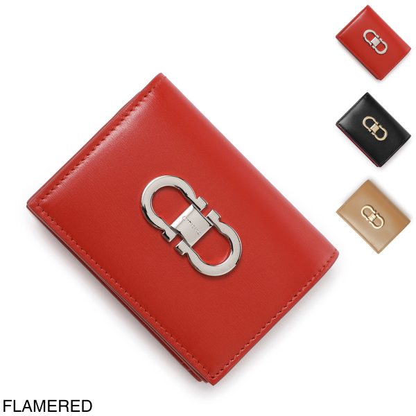 mb 22062701 Ferragamo Double Gancio Bifold Wallet with Coin Purse Flamed