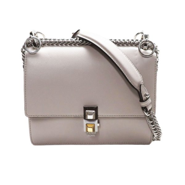 mb23 0702 12 711 Fendi Mini Canai Shoulder Bag Light Gray