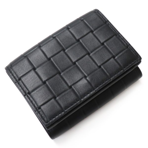 mb23 0917 17 1 Bottega Veneta Flap Wallet Trifold Wallet Intrecciato Black