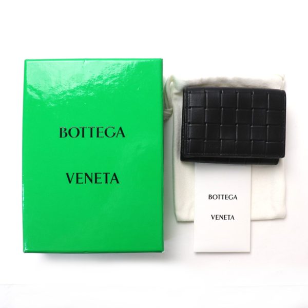 mb23 0917 17 6 Bottega Veneta Flap Wallet Trifold Wallet Intrecciato Black