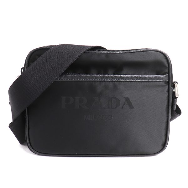 mb24 0512 14 1 Prada Triangle Logo Shoulder Bag Black