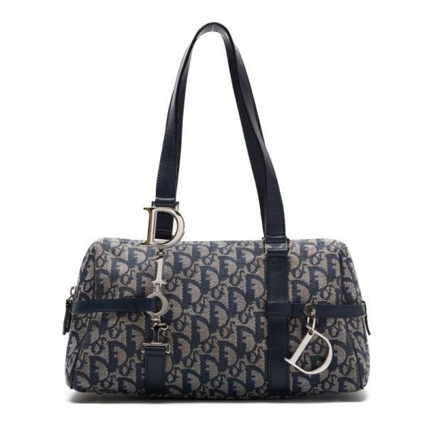 mgayd0e1gpd67 1 Dior Trotter D Charm Mini Canvas Handbag Navy