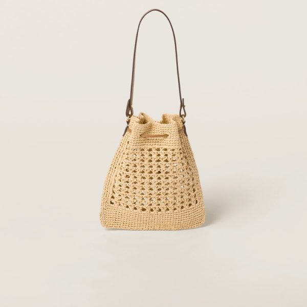 miu 0455 5 Miu Miu Woven Fabric Mini Bag Beige