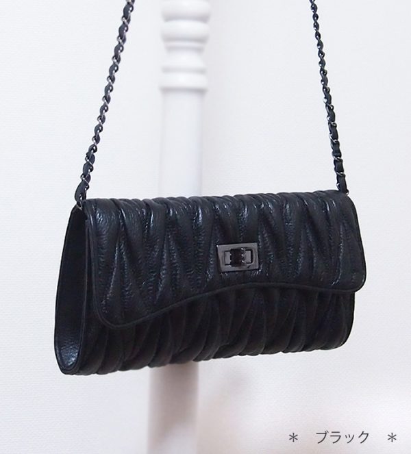 miu blk 1 Geniune Leather Chain Bag