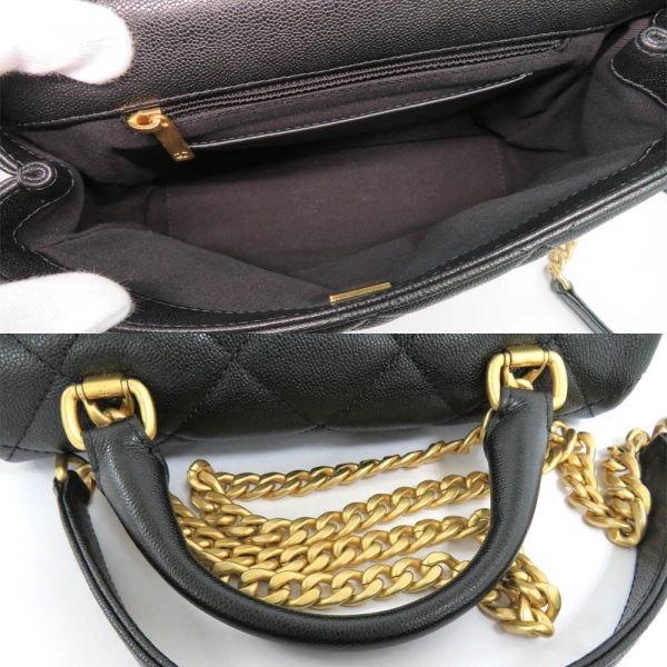 n2311 05 303665mi 04 Chanel Top Handle Flap Bag Caviar Skin Black Gold